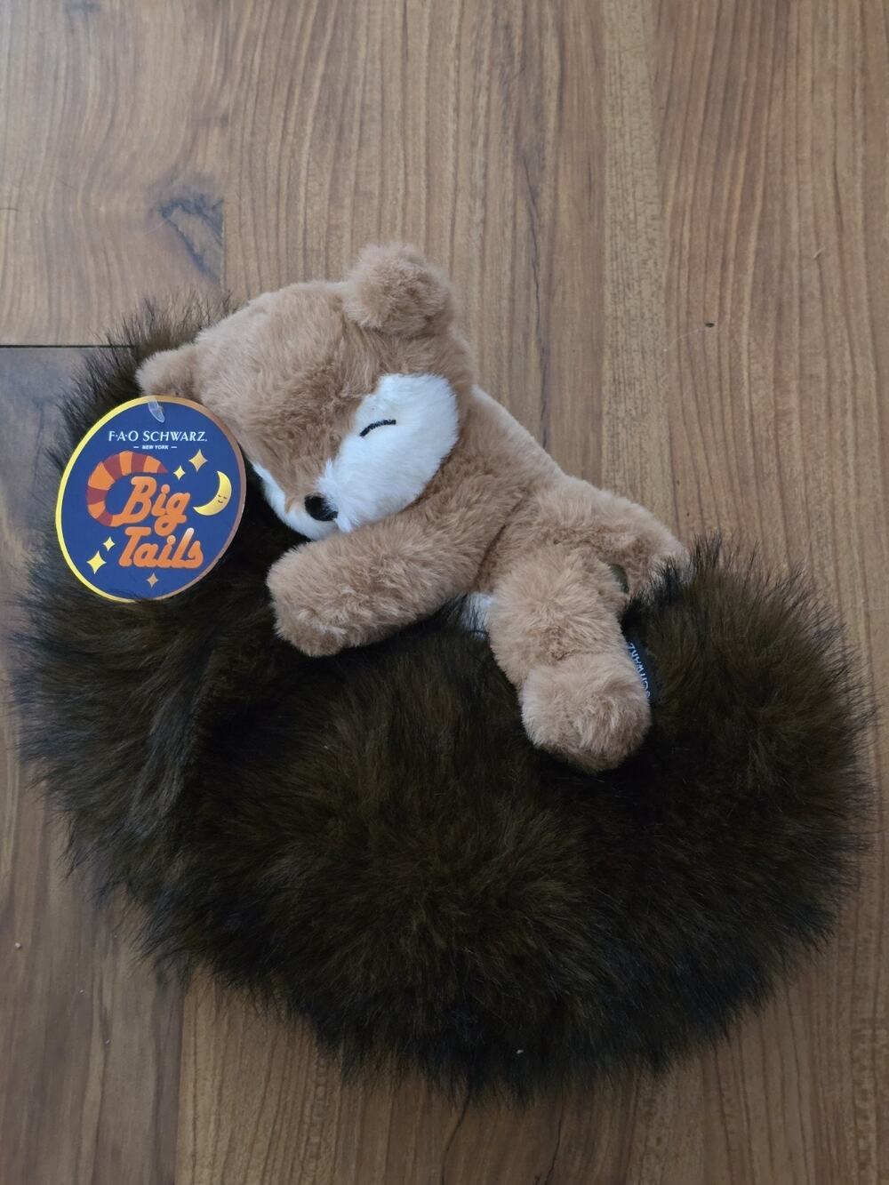 FAO Schwarz Big Tails Plush Bear With Faux Fur Tail 14" S6